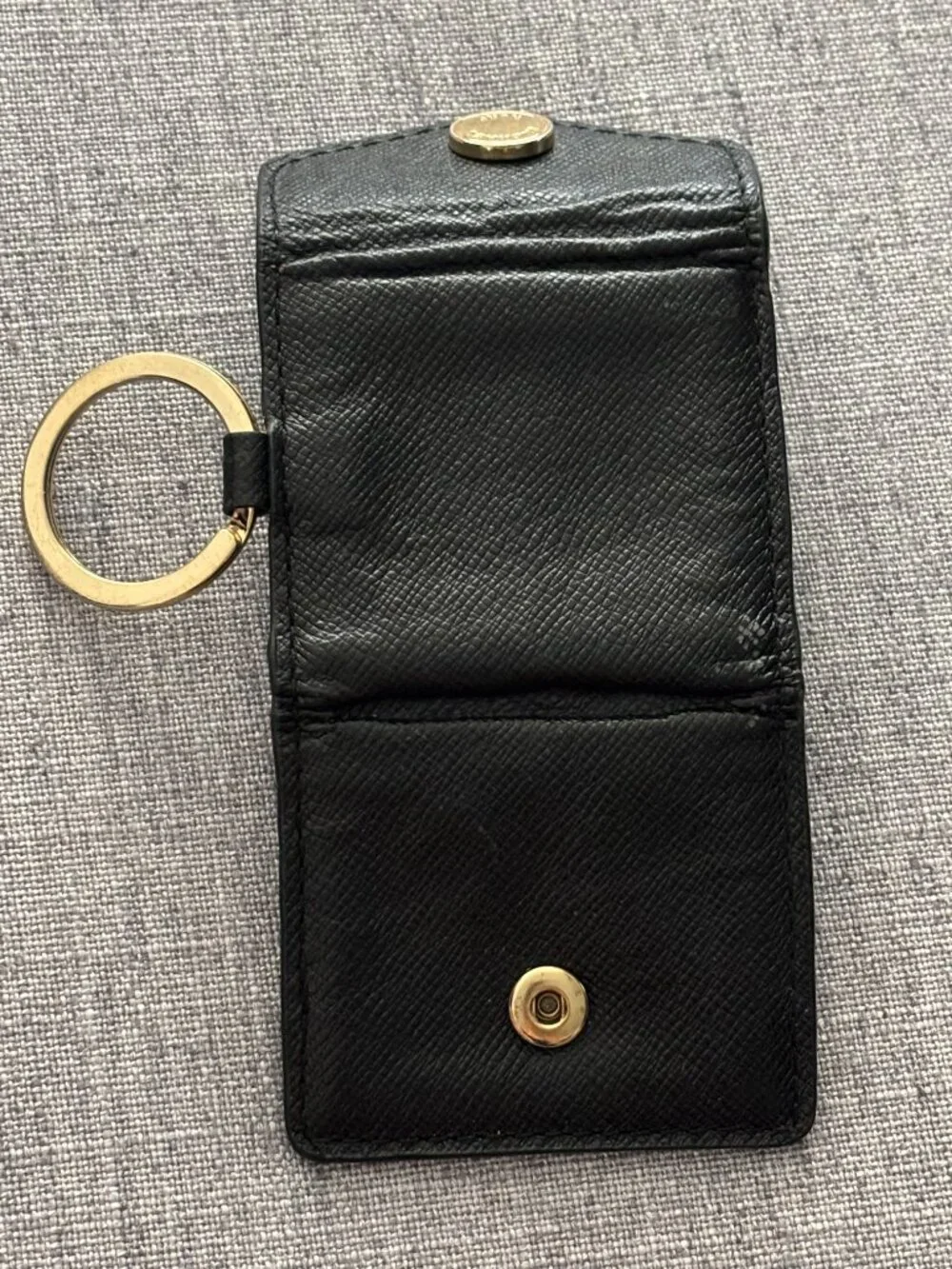 Michael Kors Saffiano Leather Mini Envelope Coin Pouch Keychain Wallet Black